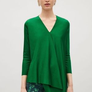 COS emerald green v neck top